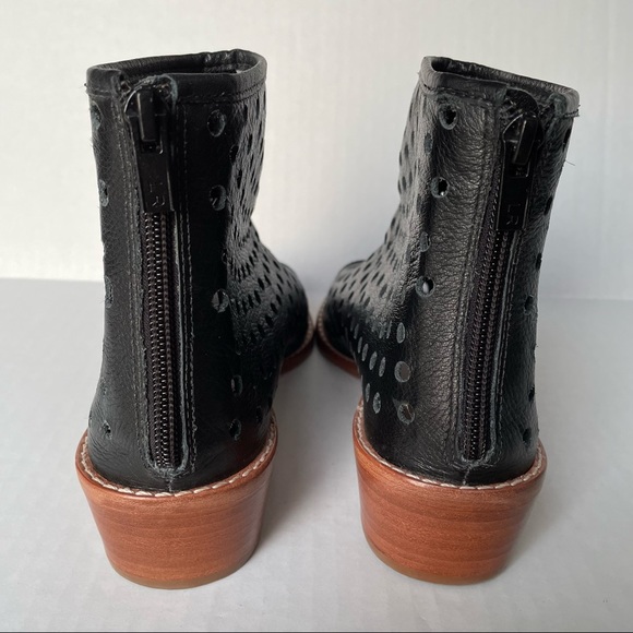 Loeffler Randall Ione Black Laser Cut Perforated Open Toe Ankle Bootie size 7 - Picture 4 of 12